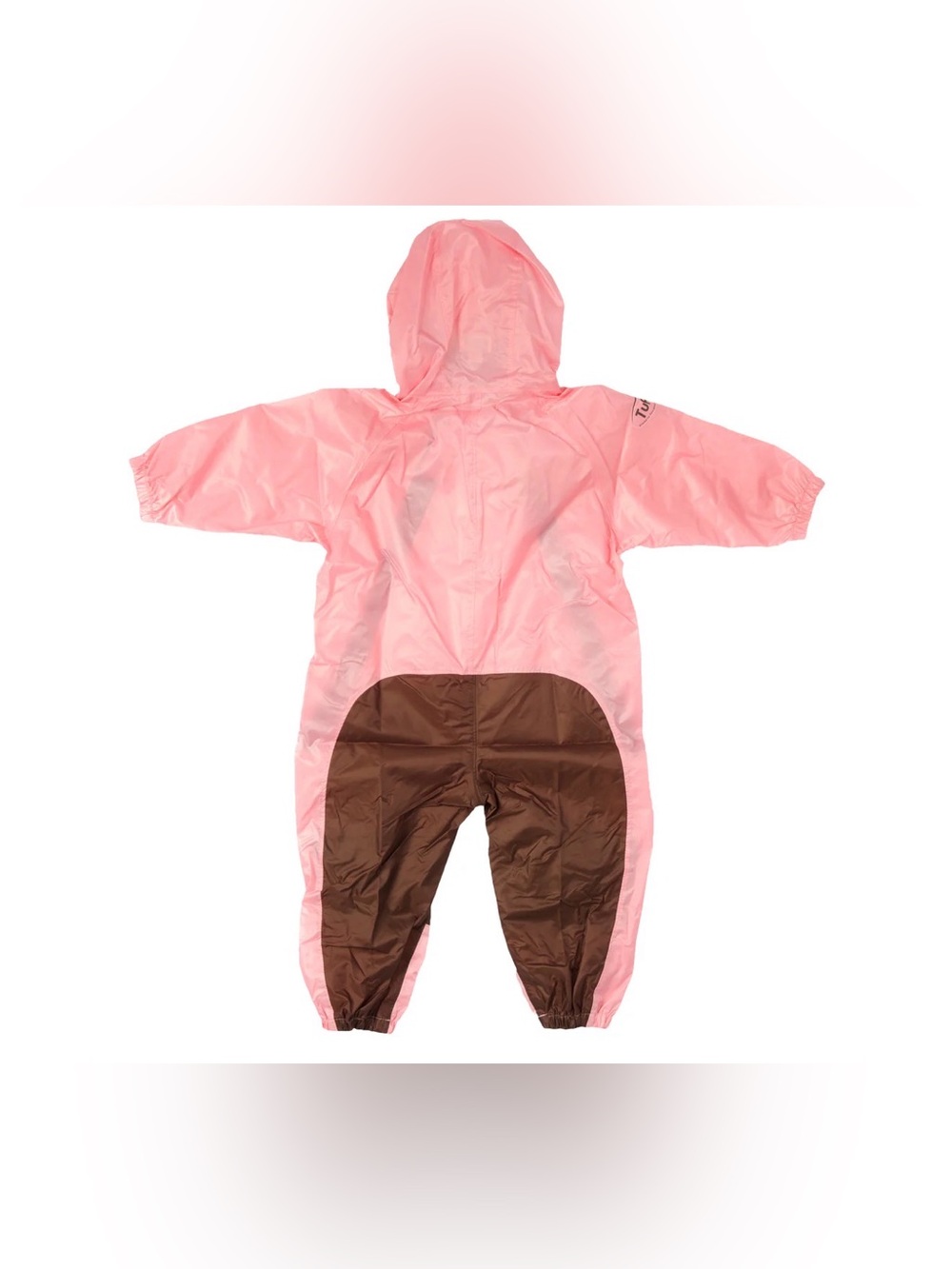 Pink Hooded Kids Rain Snowsuit with Brown Accents size 2T - Picture 3 of 7